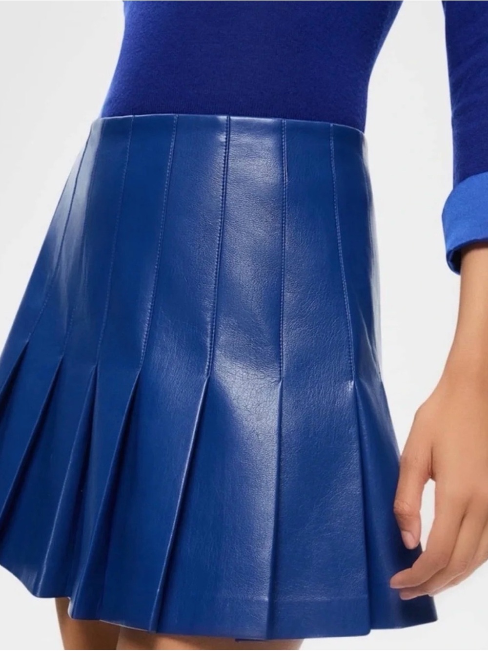 Alice + Olivia Carter Pleated Vegan Leather Miniskirt